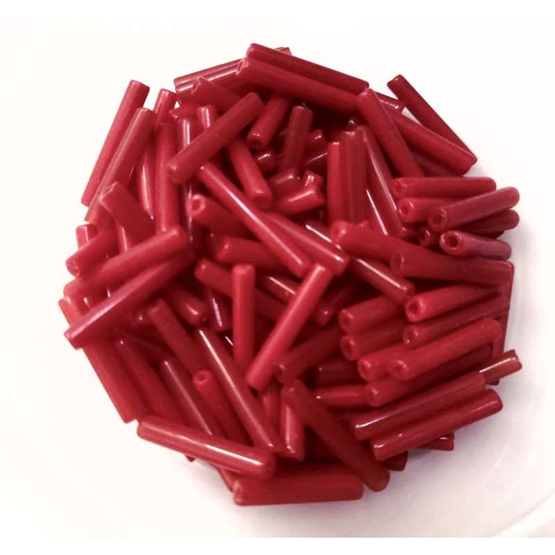 Beads / Glass  Seed Beads - 130pcs  - 16x3mm tubes - dark cherry red - / Beads for crafting