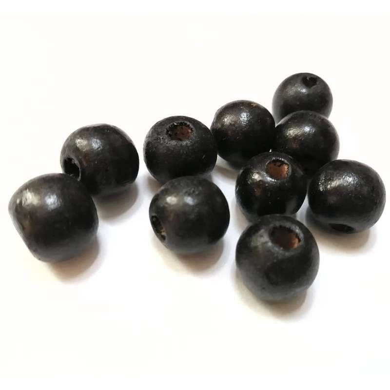 Beads / Wooden Beads - black - 10pcs - 14mm / Beads for crafting