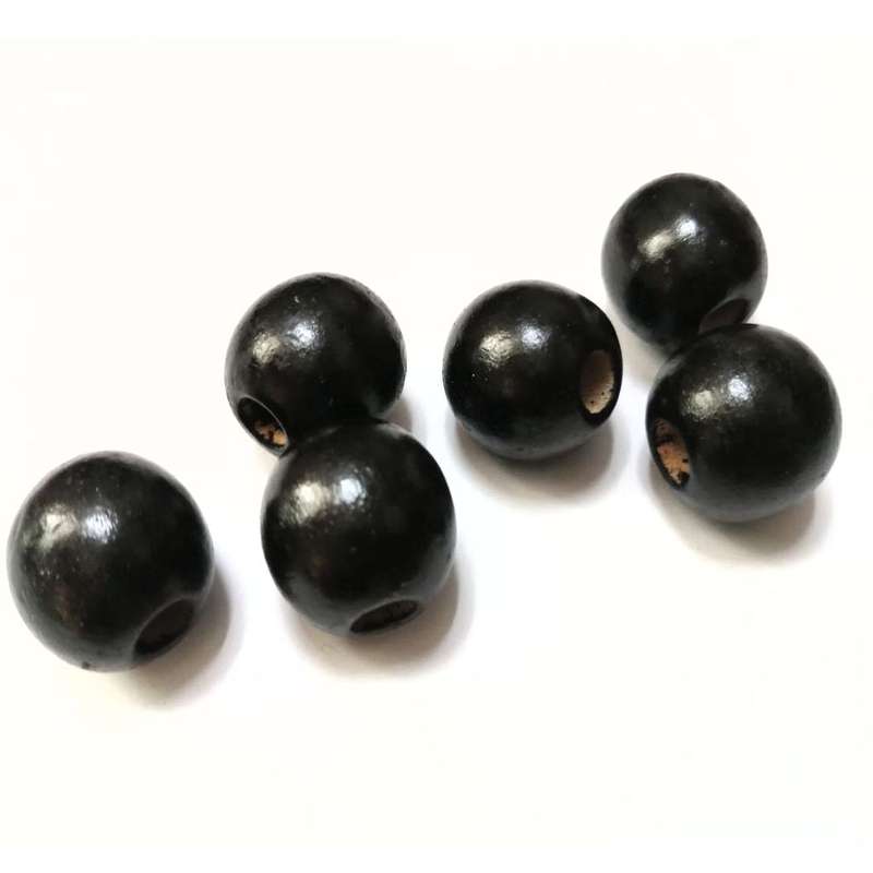 Beads / Wooden Beads - black- 6pcs - 16mm / Beads for crafting