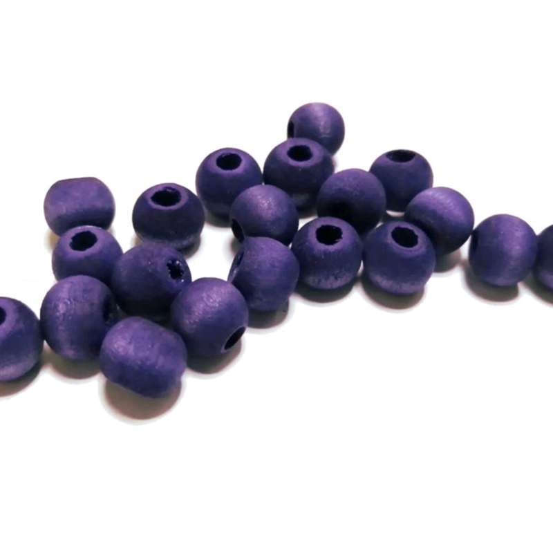 Beads / Wooden Beads - DARK PURPLE silk mat washed- 20pcs - 10mm / Beads for crafting