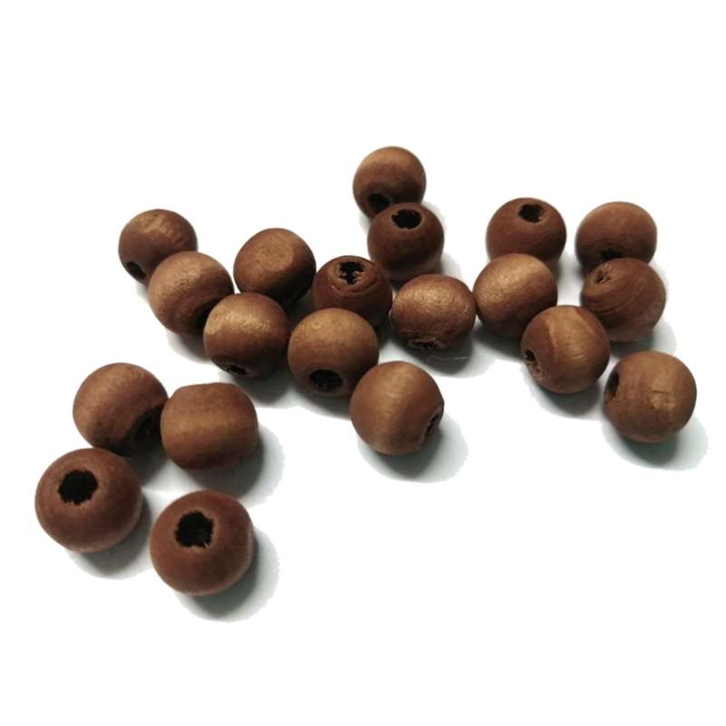 Beads / Wooden Beads - BROWN silk mat washed- 20pcs - 10mm / Beads for crafting