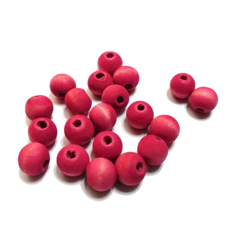 Beads / Wooden Beads - RED PINK silk mat washed- 20pcs - 10mm / Beads for crafting
