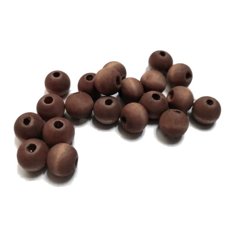 Beads / Wooden Beads - BROWN silk mat washed- 20pcs - 10mm / Beads for crafting