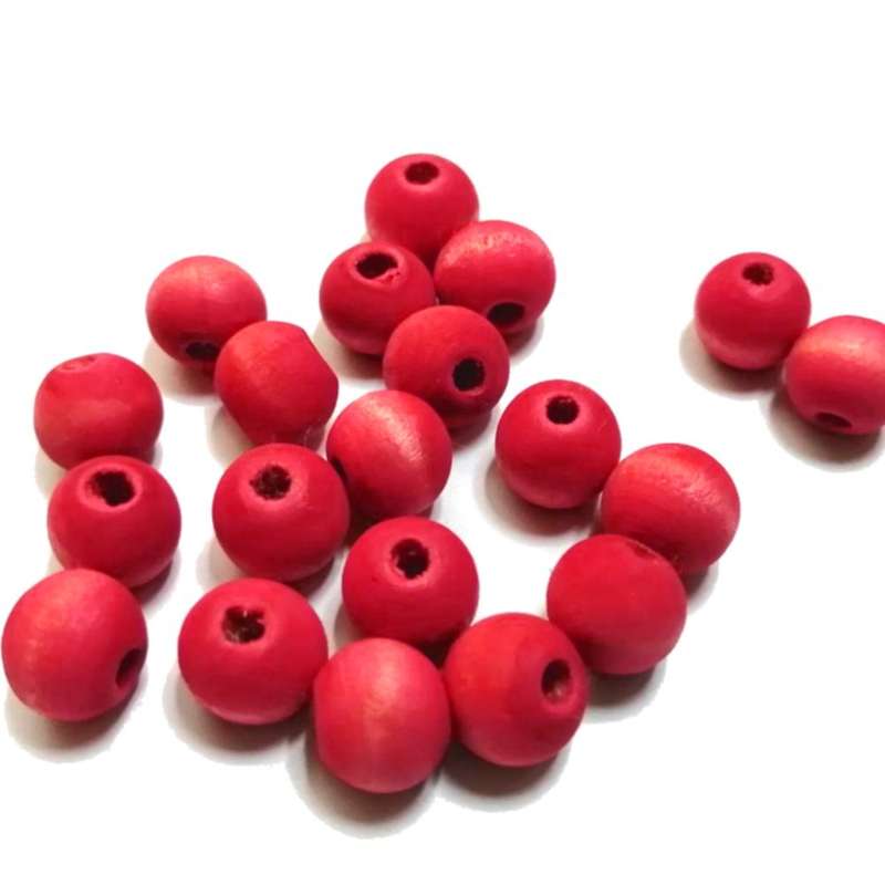 Beads / Wooden Beads - RED silk mat washed- 20pcs - 10mm / Beads for crafting