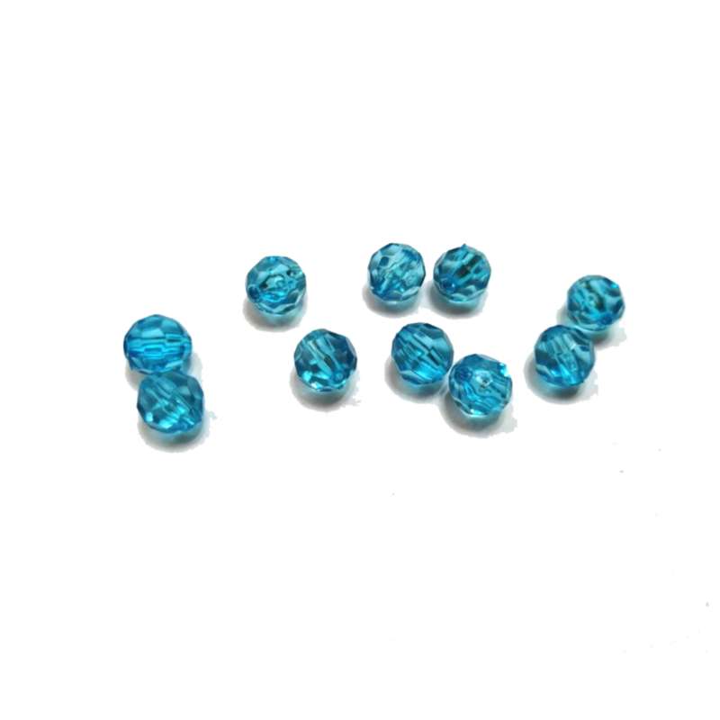 Beads / Acrylic Beads -8mm -10pcs-round light blue facetted - crystal optic- for jewellery crafting