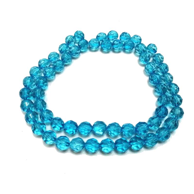 Beads / Acrylic Beads -8mm -60pcs-round light blue facetted - crystal optic - for jewellery crafting