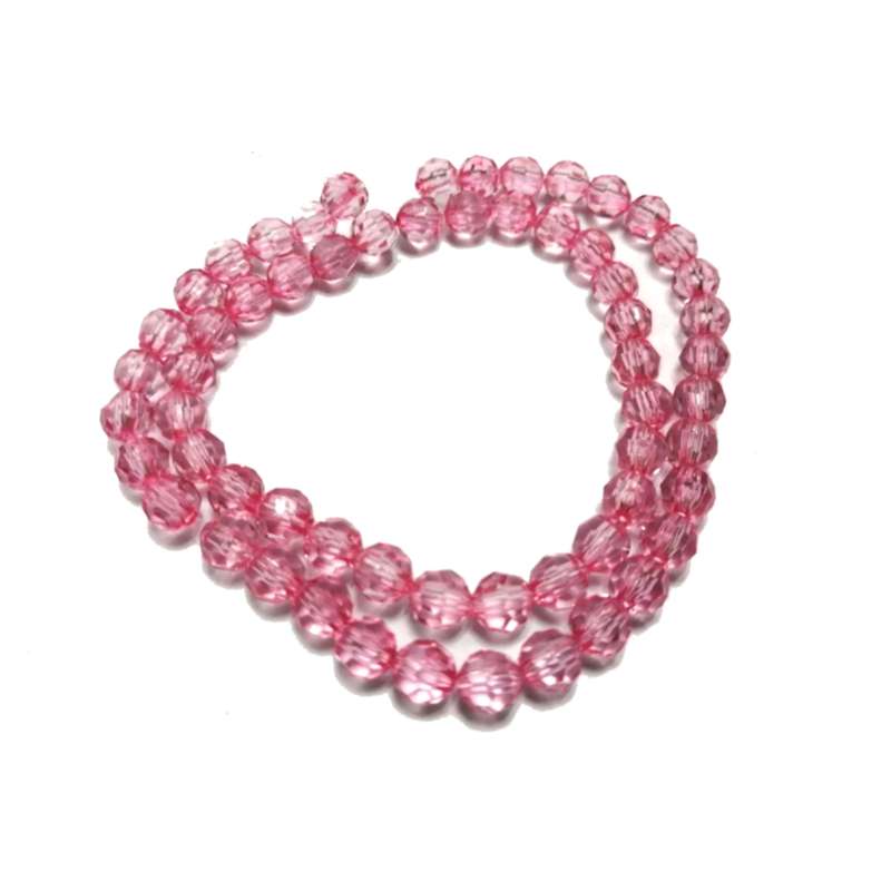 Beads / Acrylic Beads -6mm -60pcs-round rose facetted - crystal optic - for jewellery crafting