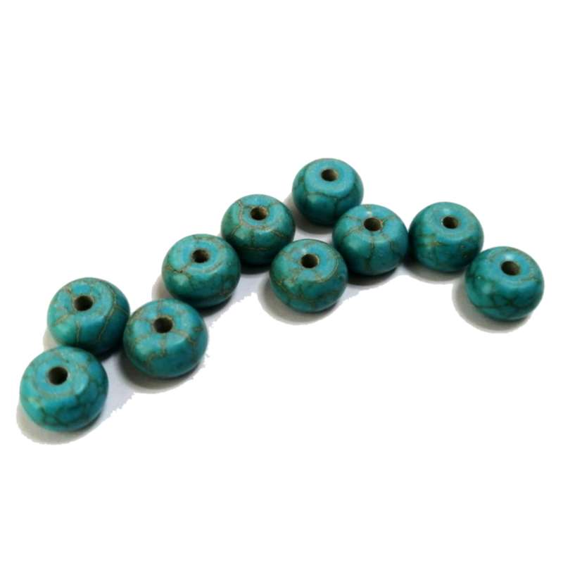 Beads / Howlite  Stone Beads - turquoise - 10pcs  - 8x5mm -rondel / Beads for crafting