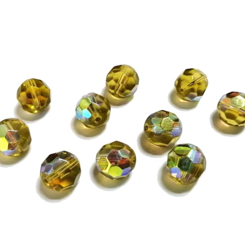 Beads / Glass Beads  - rainbow yellow- 9pcs  - 12mm  / Beads for crafting