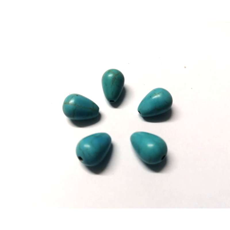 Beads / Turquoise Howlite  Stone Beads - 5pcs  - 8x12mm -drop / Beads for crafting
