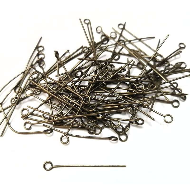 Findings / Eye Pin - 100pcs  - 30mm - Antique Gold Color / Findings for crafting