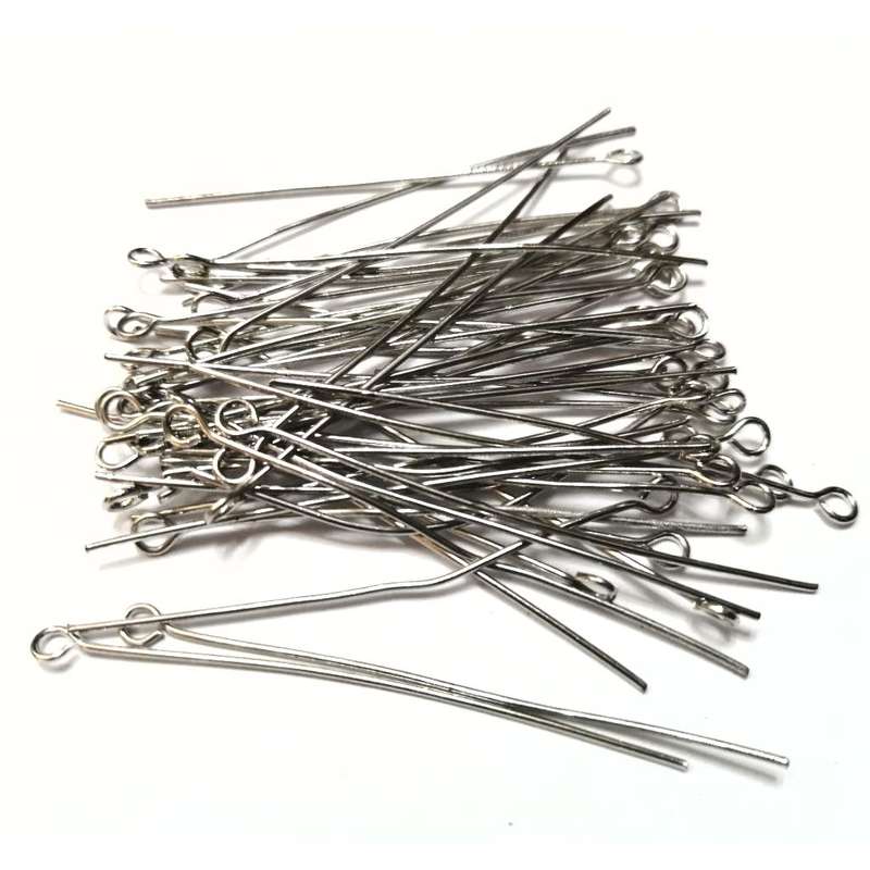 Findings / Eye Pin - 50pcs  - 50mm - Rhodium Color / Findings for crafting