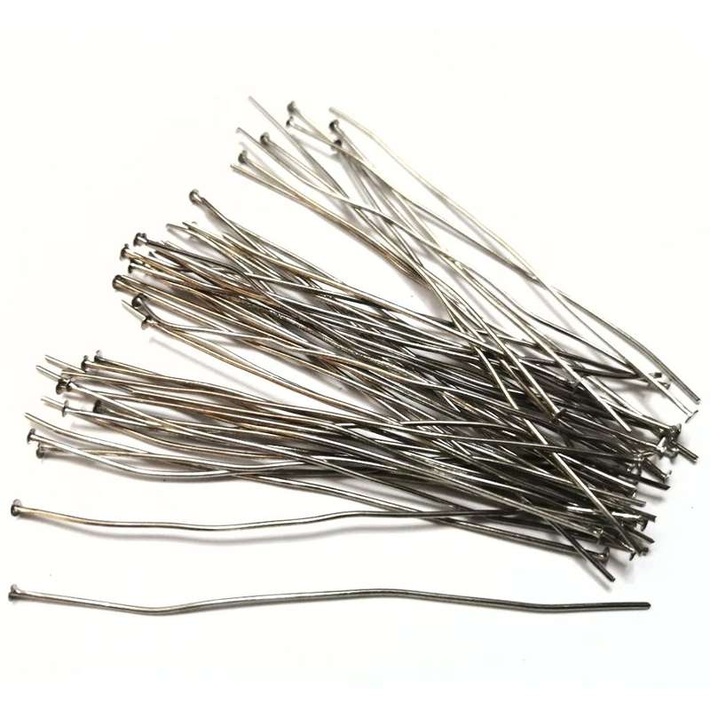 Findings / Head Pin - 50pcs  - 70mm - Rhodium Color / Findings for crafting