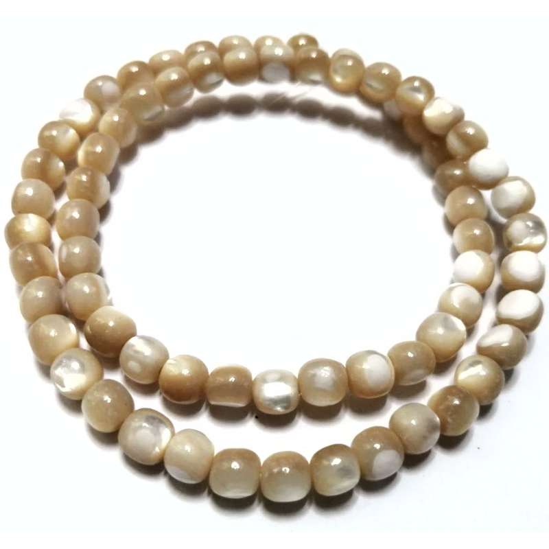Beads / Shell  Beads 6x7mm - creme brown ovals- 17 single pcs  / Beads for crafting