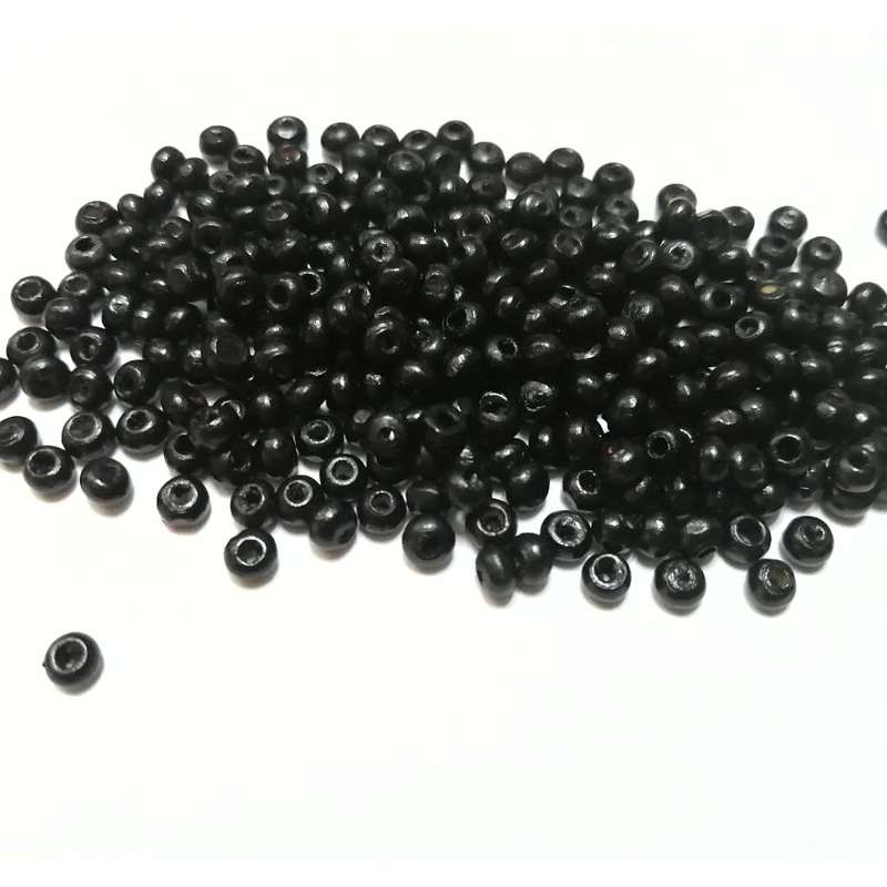 Beads / Wooden Beads - black- 200pcs - 4x5mm / Beads for crafting