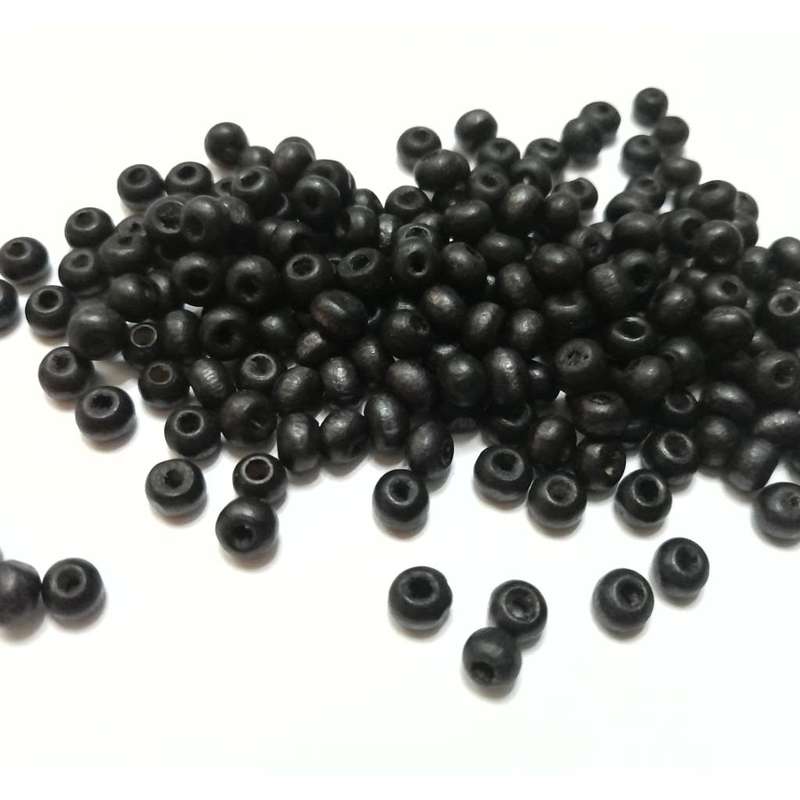 Beads / Wooden Beads - black- 200pcs - 4x5mm / Beads for crafting