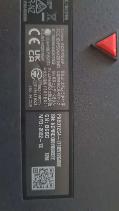 ASUS FX507ZC4-I716512G0W TUF Gaming Laptop Parts/Repair
