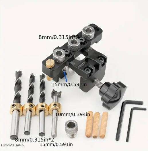 3-in-1 Woodworking Doweling Jig Kit with Cam Screw Joining feature