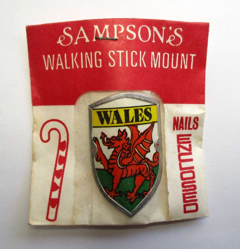 Vintage Walking Stick mount / badge - Sampson's Badges - Wales