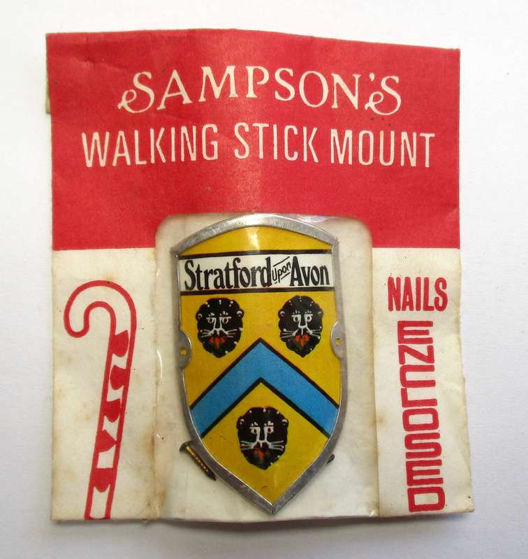 Vintage Walking Stick mount / badge - Sampson's Badges - Stratford upon Avon
