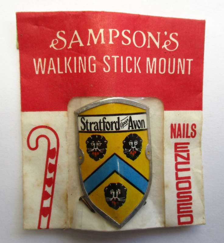 Vintage Walking Stick mount / badge - Sampson's Badges - Stratford upon Avon
