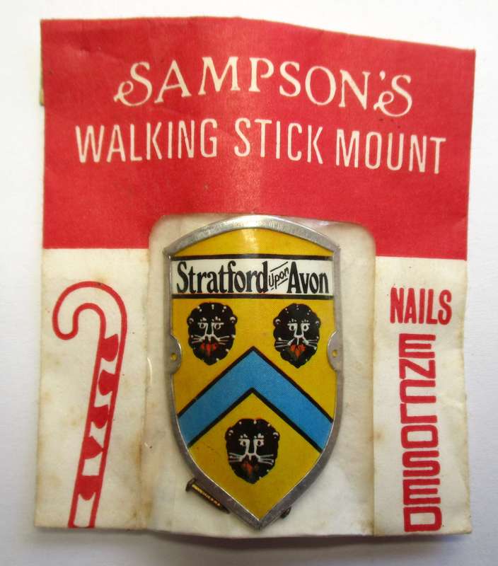 Vintage Walking Stick mount / badge - Sampson's Badges - Stratford upon Avon