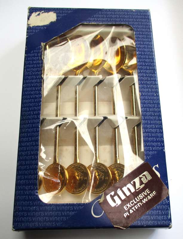 Viners Stainless Steel Cutlery - Kruger Rand Spoons - gold plated