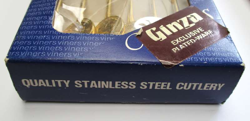 Viners Stainless Steel Cutlery - Kruger Rand Spoons - gold plated