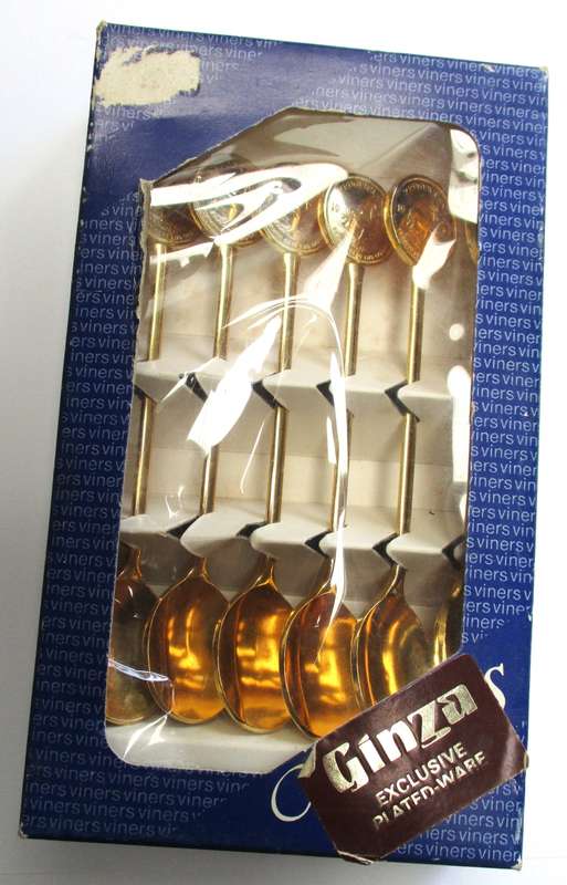 Viners Stainless Steel Cutlery - Kruger Rand Spoons - gold plated