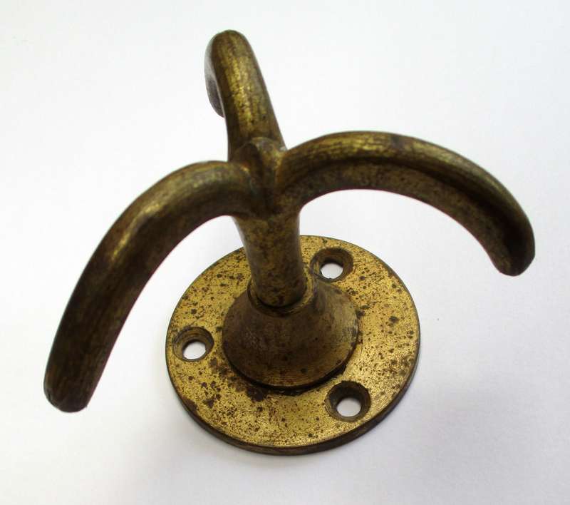 Antique / vintage rotating triple brass hook
