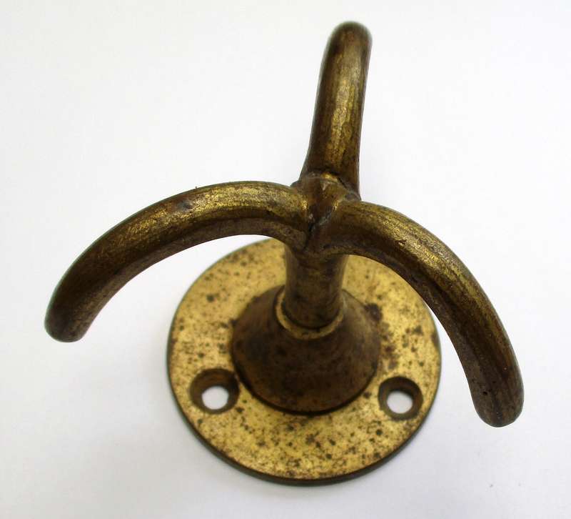 Antique / vintage rotating triple brass hook