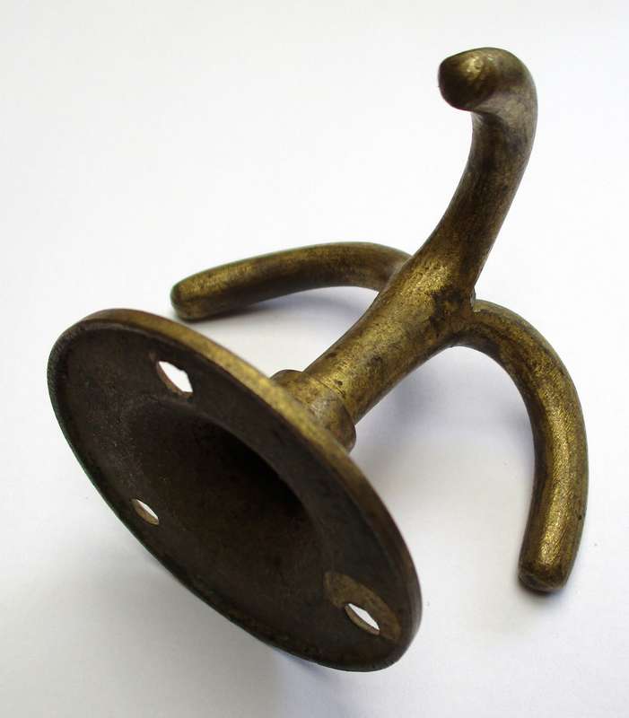 Antique / vintage rotating triple brass hook