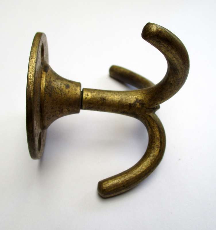 Antique / vintage rotating triple brass hook