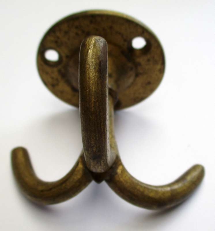 Antique / vintage rotating triple brass hook