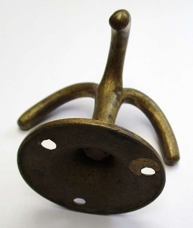 Antique / vintage rotating triple brass hook