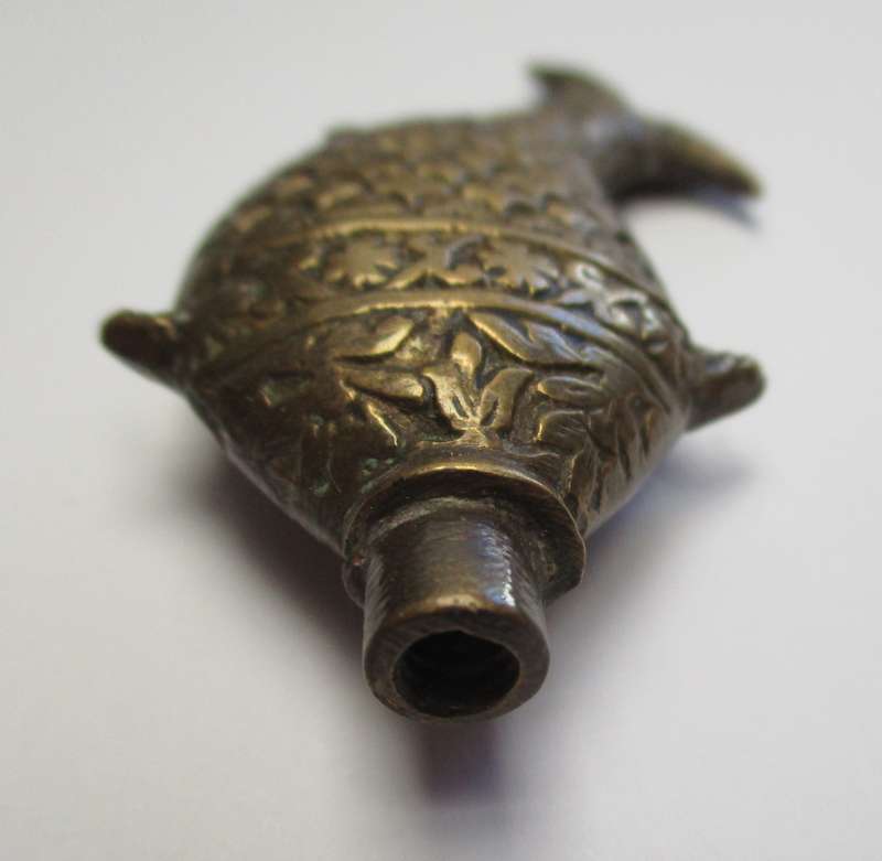 Antique / vintage - brass Fish perfume bottle (Lid missing)