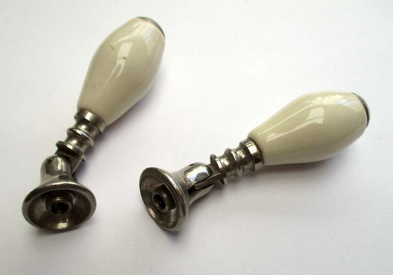 Vintage porcelain drawer handles, pair.