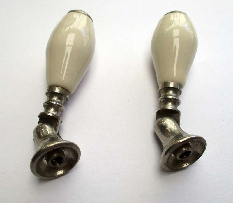 Vintage porcelain drawer handles, pair.