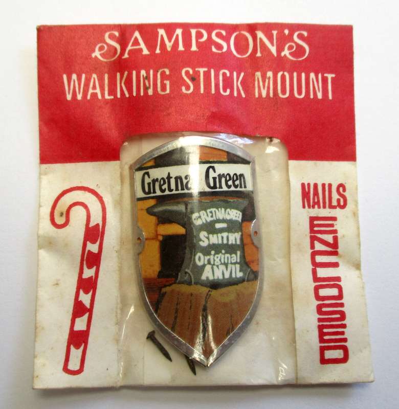 Vintage Walking Stick mount / badge - Sampson's Badges - Gretna Green - Gretna Green Smithy