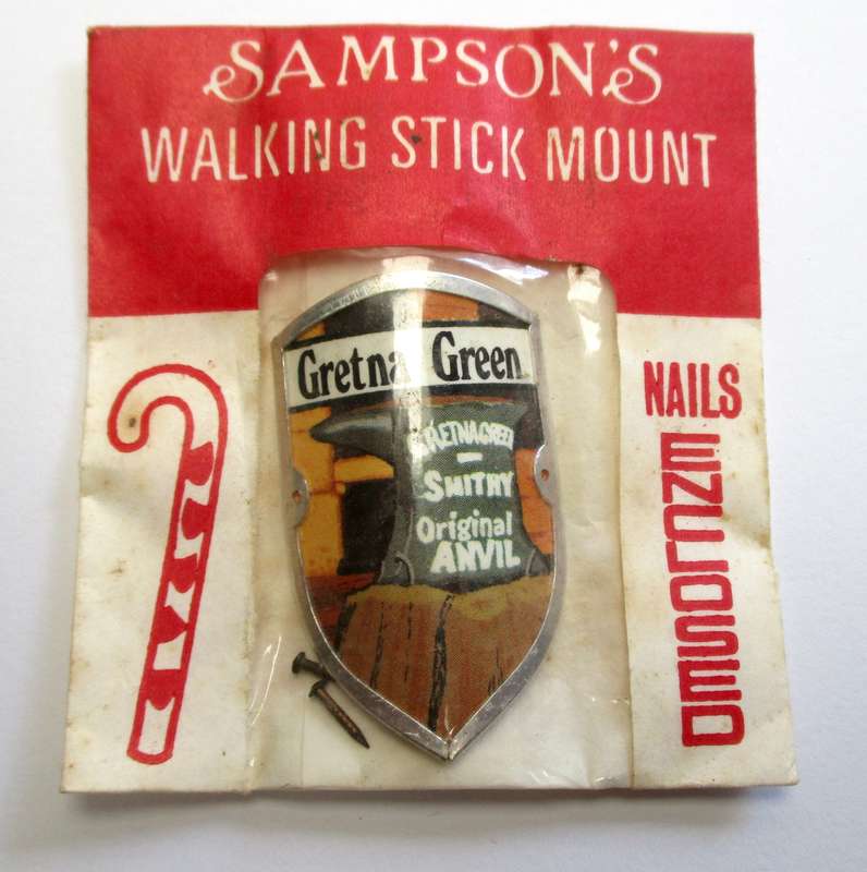 Vintage Walking Stick mount / badge - Sampson's Badges - Gretna Green - Gretna Green Smithy