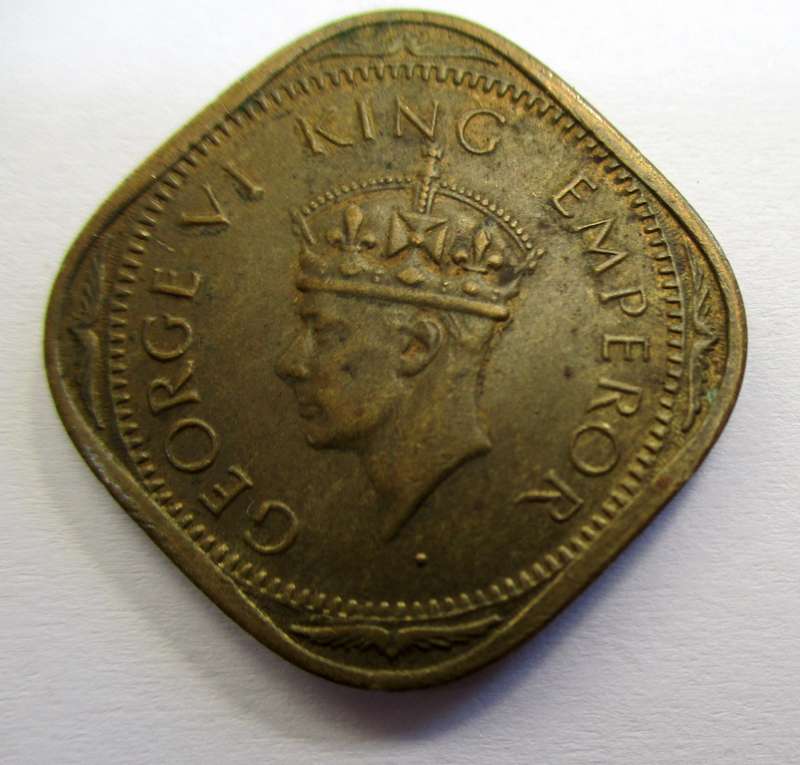 India 2 Annas coins 1943 - large and small 3 pair