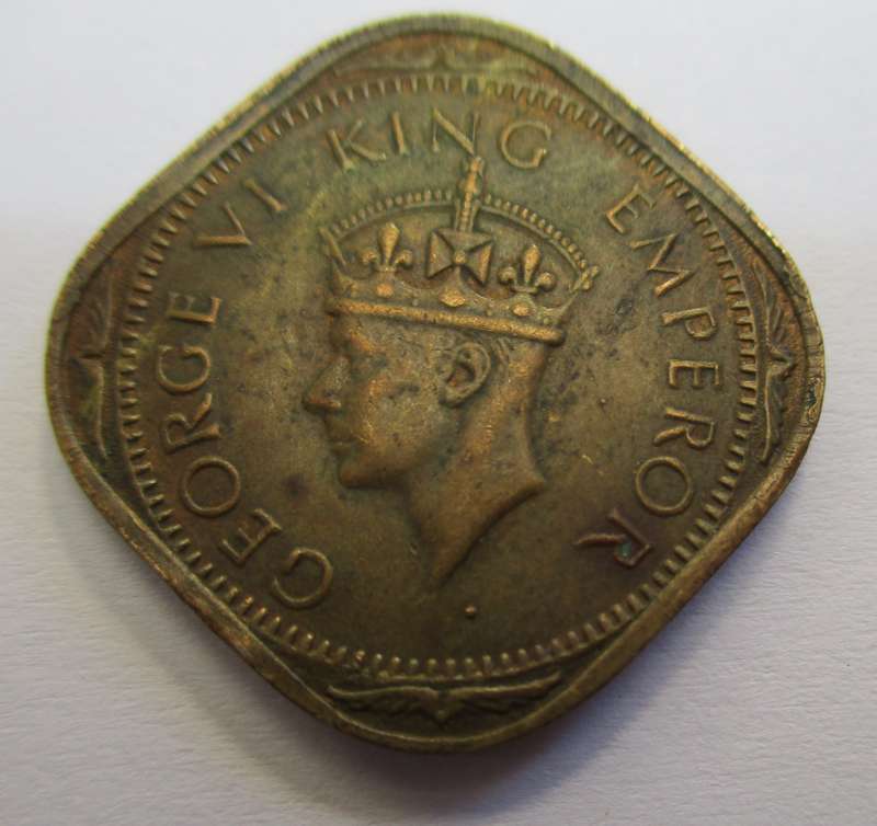 India 2 Annas coins 1943 - large and small 3 pair
