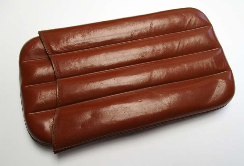 Vintage Leather Cigar Wallet / Case / Pouch - Four Finger "BBB"