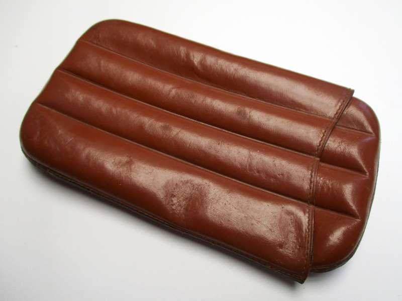 Vintage Leather Cigar Wallet / Case / Pouch - Four Finger "BBB"