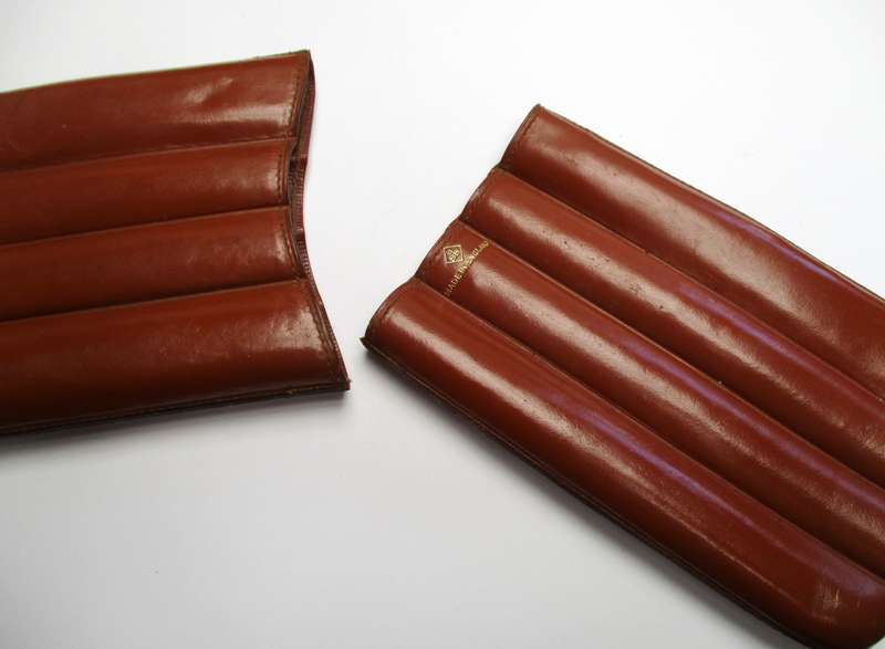 Vintage Leather Cigar Wallet / Case / Pouch - Four Finger "BBB"