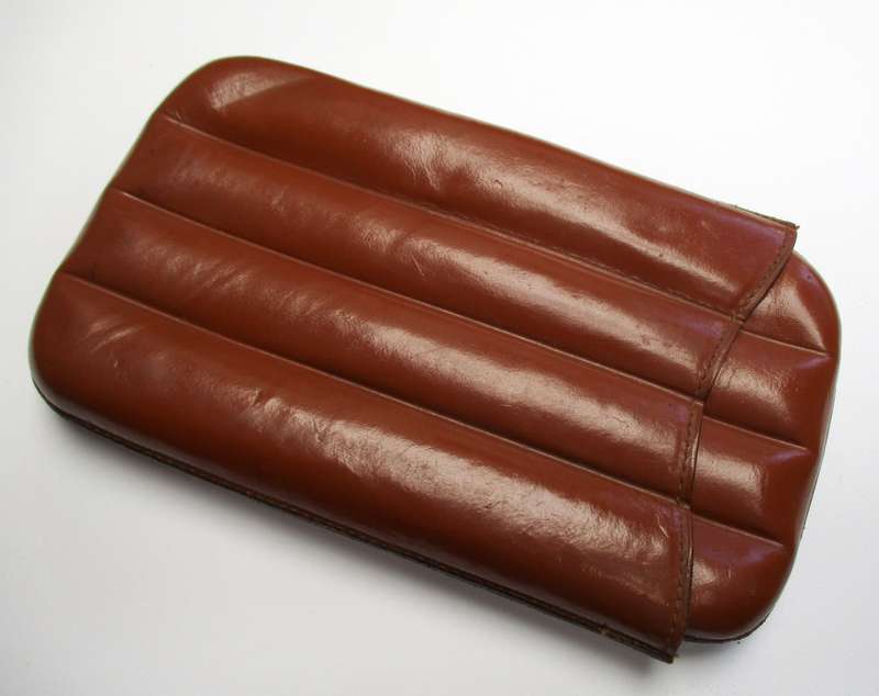 Vintage Leather Cigar Wallet / Case / Pouch - Four Finger "BBB"
