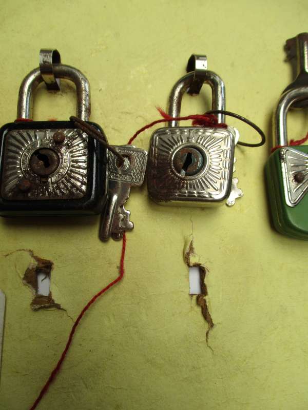 Vintage Tower Brand Padlocks with keys on original retail card. Hamburg, Germany