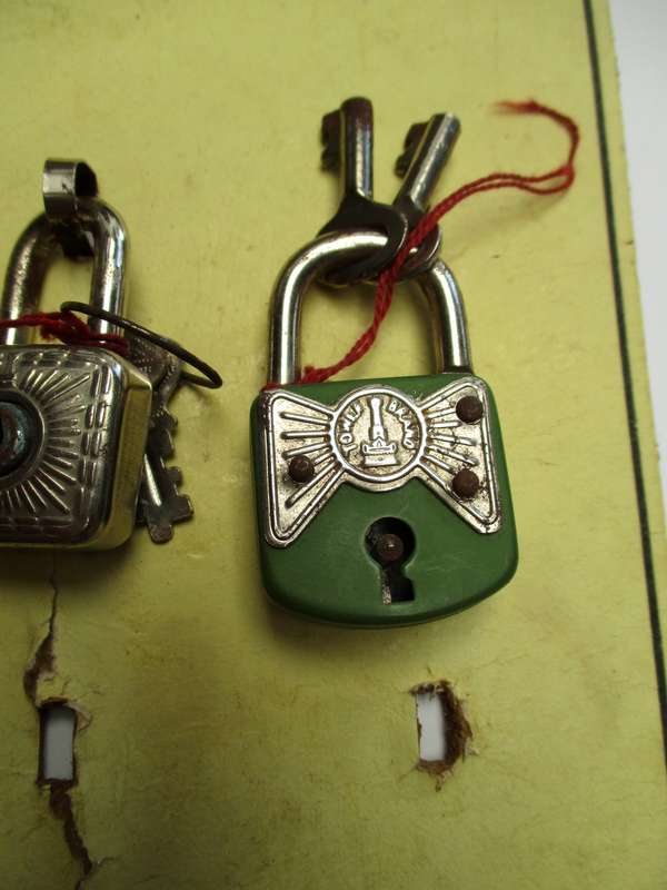 Vintage Tower Brand Padlocks with keys on original retail card. Hamburg, Germany