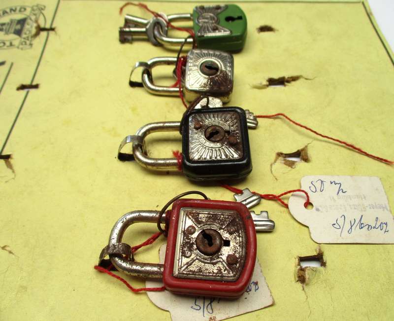 Vintage Tower Brand Padlocks with keys on original retail card. Hamburg, Germany