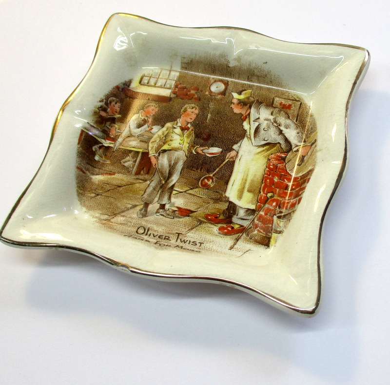 Vintage Oliver Twist Asks For More Porcelain Trinket Dish Sandland Ware England